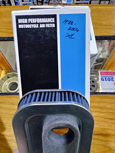 Air filter; high flow washable OEM air box: '88-'06 XL
