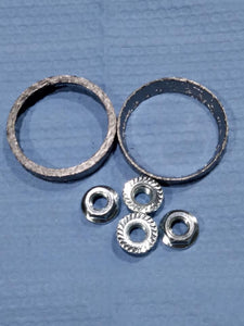 Exhaust Gasket kit: Tapered gaskets w/ new serrated edge flange nuts: